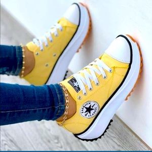 Yellow platform canvas sneakers